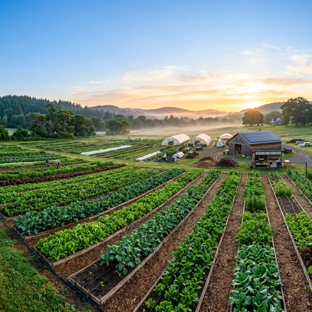 Green Earth Organic Farm at sunrise
